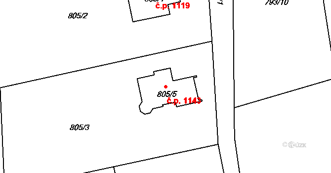 Bludovice 1143, Havířov na parcele st. 805/5 v KÚ Bludovice, Katastrální mapa