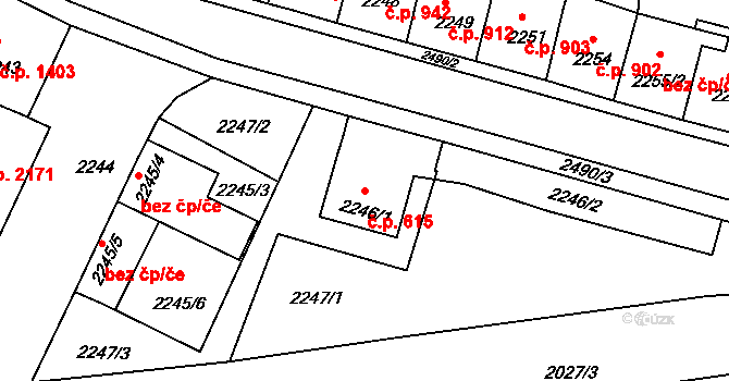 Předměstí 615, Litoměřice na parcele st. 2246/1 v KÚ Litoměřice, Katastrální mapa