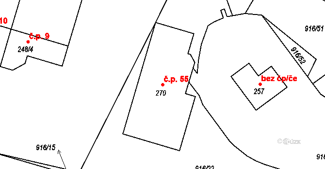 Bežerovice 55, Sudoměřice u Bechyně na parcele st. 270 v KÚ Bežerovice, Katastrální mapa