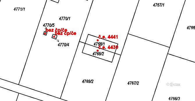 Znojmo 4430 na parcele st. 4768/2 v KÚ Znojmo-město, Katastrální mapa