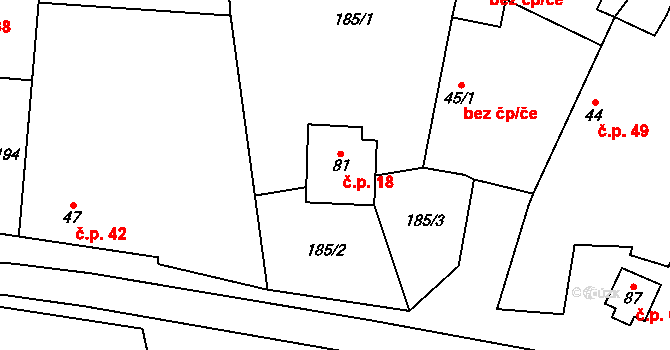 Rataje 18 na parcele st. 81 v KÚ Rataje u Vlašimi, Katastrální mapa