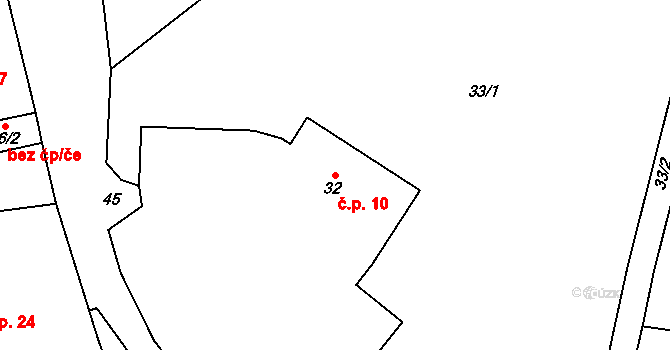 Střemchoví 10, Dolní Loučky na parcele st. 32 v KÚ Střemchoví, Katastrální mapa