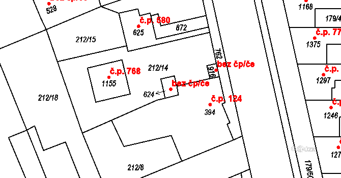 Slatiňany 38052164 na parcele st. 624 v KÚ Slatiňany, Katastrální mapa