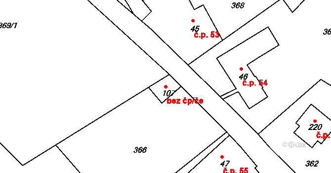Trutnov 39001164 na parcele st. 107 v KÚ Bohuslavice nad Úpou, Katastrální mapa