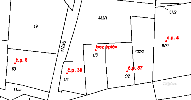 Drhovle 39956164 na parcele st. 1/3 v KÚ Pamětice u Drhovle, Katastrální mapa