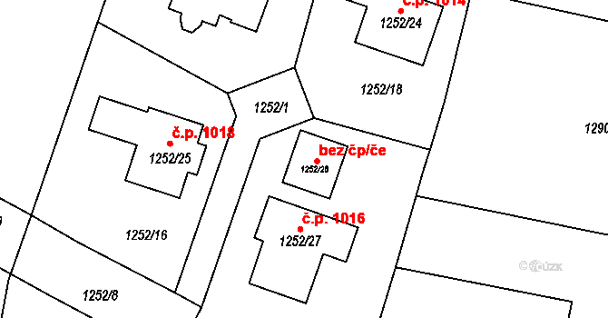 Kosmonosy 41436164 na parcele st. 1252/28 v KÚ Kosmonosy, Katastrální mapa