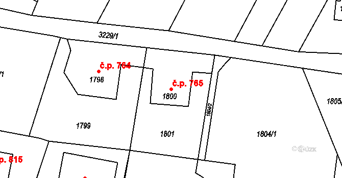 Vítkov 765 na parcele st. 1800 v KÚ Vítkov, Katastrální mapa