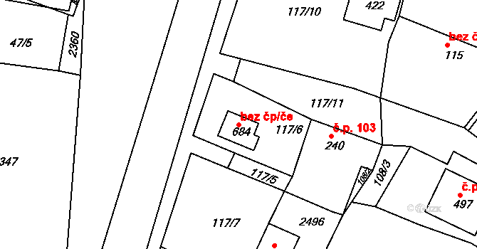 Horní Lideč 43276164 na parcele st. 684 v KÚ Horní Lideč, Katastrální mapa