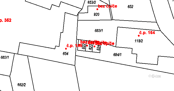 Lučany nad Nisou 44196164 na parcele st. 823 v KÚ Lučany nad Nisou, Katastrální mapa