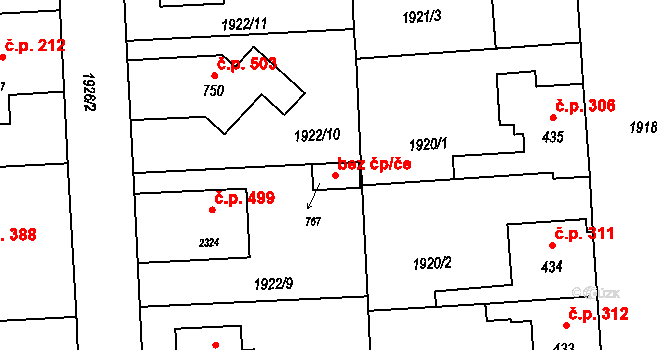 Hranice 44636164 na parcele st. 767 v KÚ Drahotuše, Katastrální mapa