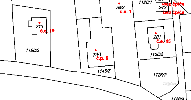 Kolná 5, Brumovice na parcele st. 79/1 v KÚ Úblo, Katastrální mapa