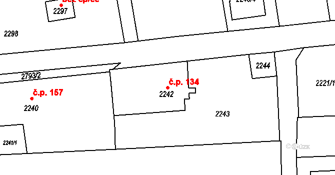 Borová 134, Bolatice na parcele st. 2242 v KÚ Bolatice, Katastrální mapa
