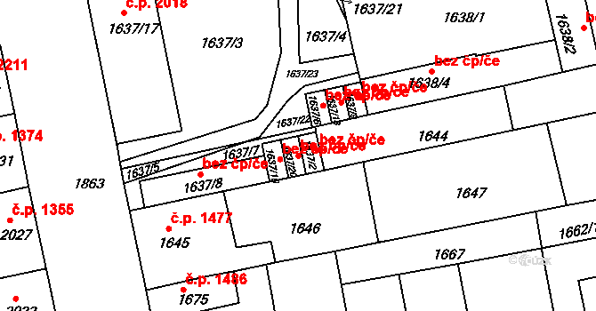 Brno 47917164 na parcele st. 1637/20 v KÚ Královo Pole, Katastrální mapa