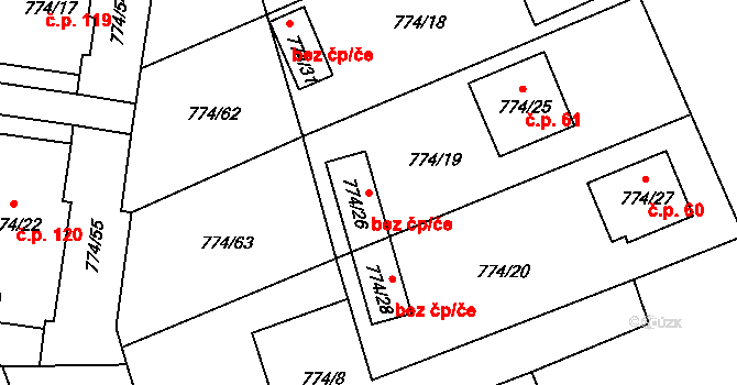 Nová Ves nad Lužnicí 49259164 na parcele st. 774/26 v KÚ Nová Ves nad Lužnicí, Katastrální mapa