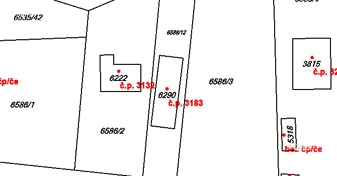Žatec 3183 na parcele st. 6290 v KÚ Žatec, Katastrální mapa