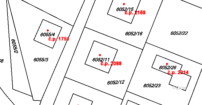 Rychvald 2088 na parcele st. 6052/11 v KÚ Rychvald, Katastrální mapa