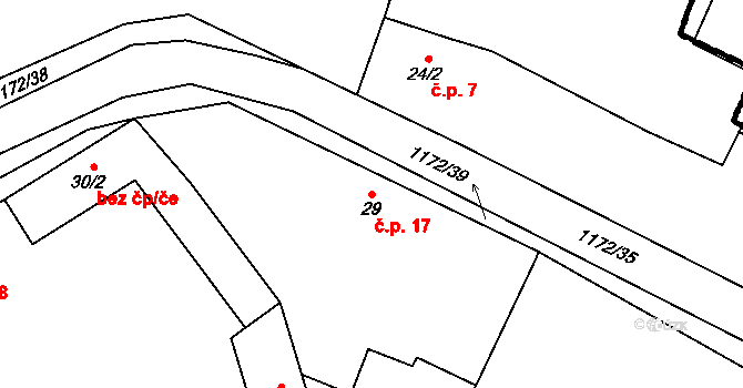 Maletice 17, Protivín na parcele st. 29 v KÚ Maletice, Katastrální mapa