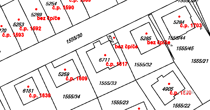 Beroun-Město 1617, Beroun na parcele st. 6711 v KÚ Beroun, Katastrální mapa