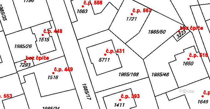 Beroun-Závodí 431, Beroun na parcele st. 5711 v KÚ Beroun, Katastrální mapa
