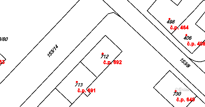 Lobeček 692, Kralupy nad Vltavou na parcele st. 712 v KÚ Lobeček, Katastrální mapa
