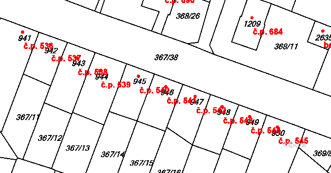 Sušice II 541, Sušice na parcele st. 946 v KÚ Sušice nad Otavou, Katastrální mapa