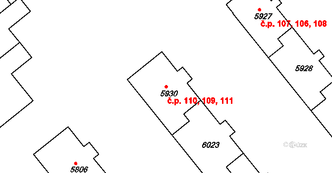 Polabiny 109,110,111, Pardubice na parcele st. 6023 v KÚ Pardubice, Katastrální mapa