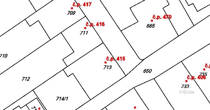 Jedovnice 415 na parcele st. 713 v KÚ Jedovnice, Katastrální mapa