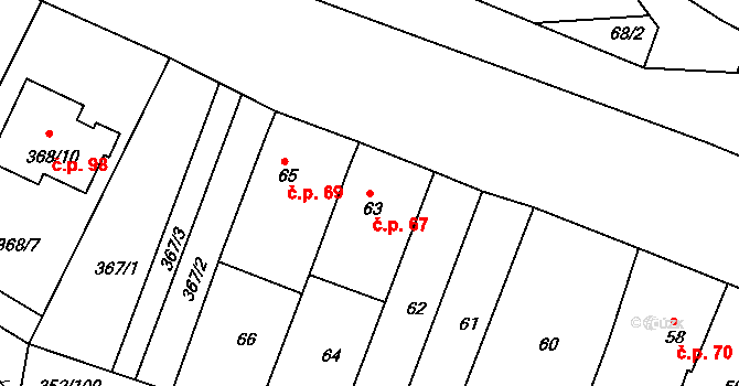 Sychotín 67, Kunštát na parcele st. 63 v KÚ Sychotín, Katastrální mapa