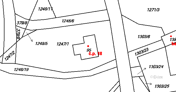 Leptač 18, Chroboly na parcele st. 95 v KÚ Leptač, Katastrální mapa