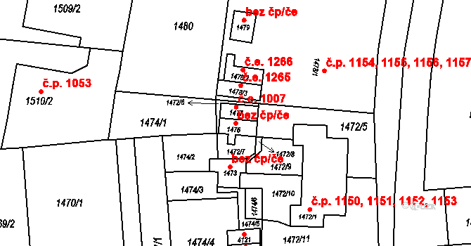 Kuřim 81358164 na parcele st. 1476 v KÚ Kuřim, Katastrální mapa