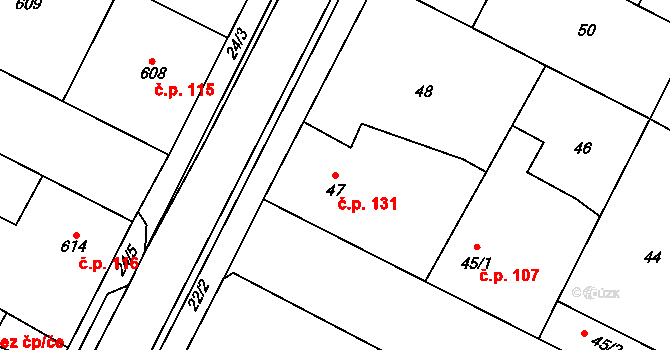 Senec 131, Zruč-Senec na parcele st. 47 v KÚ Senec u Plzně, Katastrální mapa