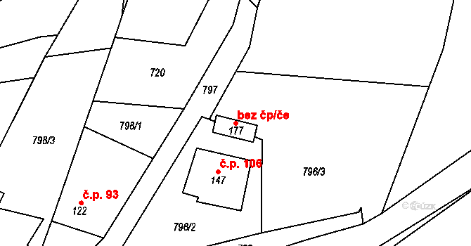Prostřední Poříčí 91854164 na parcele st. 177 v KÚ Prostřední Poříčí, Katastrální mapa
