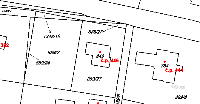 Nová Ves 446, Frýdlant nad Ostravicí na parcele st. 843 v KÚ Nová Ves u Frýdlantu nad Ostravicí, Katastrální mapa