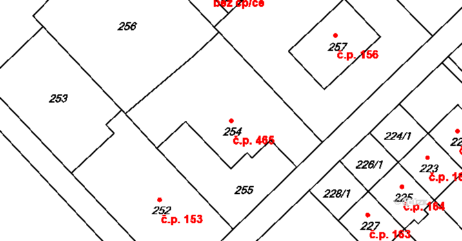 Bedihošť 465 na parcele st. 254 v KÚ Bedihošť, Katastrální mapa