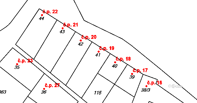 Uherčice 19 na parcele st. 41 v KÚ Uherčice u Znojma, Katastrální mapa
