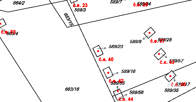 Přerov IV-Kozlovice 40, Přerov na parcele st. 589/23 v KÚ Kozlovice u Přerova, Katastrální mapa