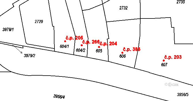 Lipník nad Bečvou I-Město 204, Lipník nad Bečvou na parcele st. 605 v KÚ Lipník nad Bečvou, Katastrální mapa