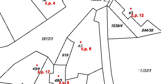 Čížov 6, Chabeřice na parcele st. 47 v KÚ Chabeřice, Katastrální mapa