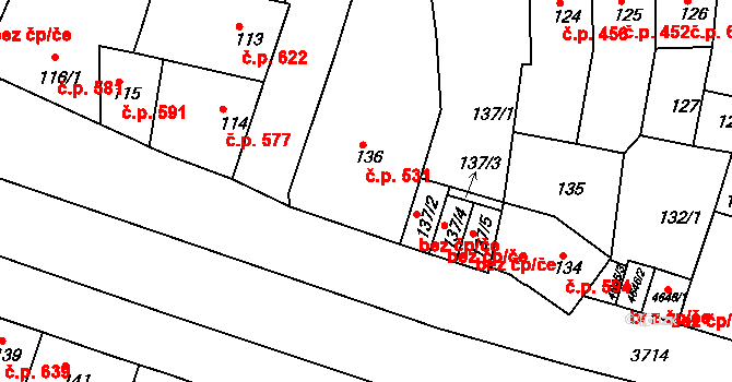 Kutná Hora-Vnitřní Město 531, Kutná Hora na parcele st. 136 v KÚ Kutná Hora, Katastrální mapa