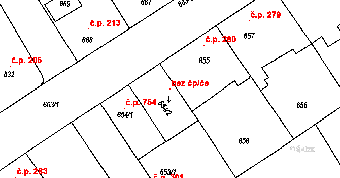 Vacenovice 117724165 na parcele st. 654/2 v KÚ Vacenovice u Kyjova, Katastrální mapa