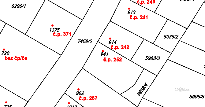 Telč-Štěpnice 252, Telč na parcele st. 941 v KÚ Telč, Katastrální mapa