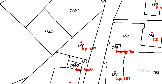 Baška 427 na parcele st. 179 v KÚ Baška, Katastrální mapa