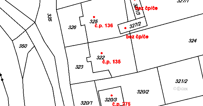 Janovice 135, Rýmařov na parcele st. 322 v KÚ Janušov, Katastrální mapa