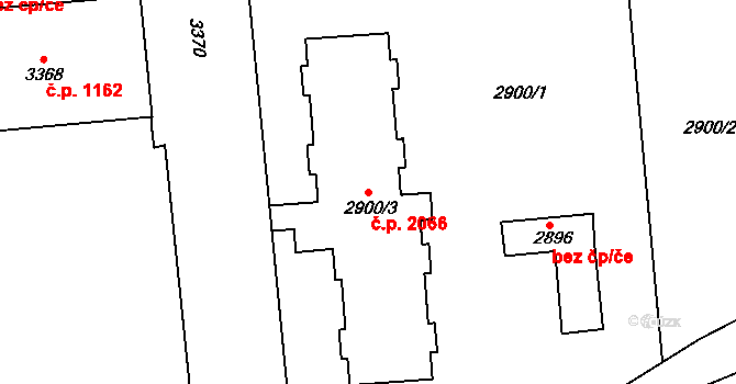 Pod Bezručovým vrchem 2066, Krnov na parcele st. 2900/3 v KÚ Krnov-Horní Předměstí, Katastrální mapa