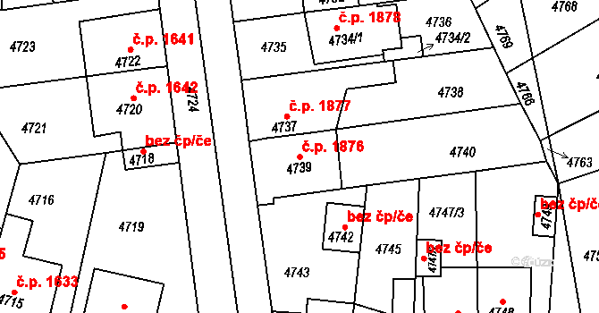 Kročehlavy 1876, Kladno na parcele st. 4739 v KÚ Kročehlavy, Katastrální mapa
