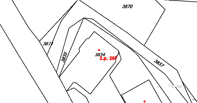 Třanovice 267 na parcele st. 3834 v KÚ Třanovice, Katastrální mapa