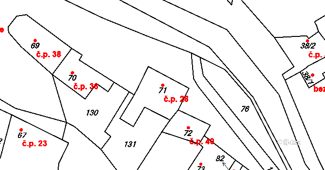 Cakov 28, Senice na Hané na parcele st. 71 v KÚ Cakov, Katastrální mapa