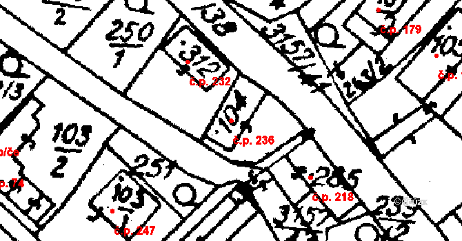 Medlov 236 na parcele st. 104 v KÚ Medlov u Uničova, Katastrální mapa