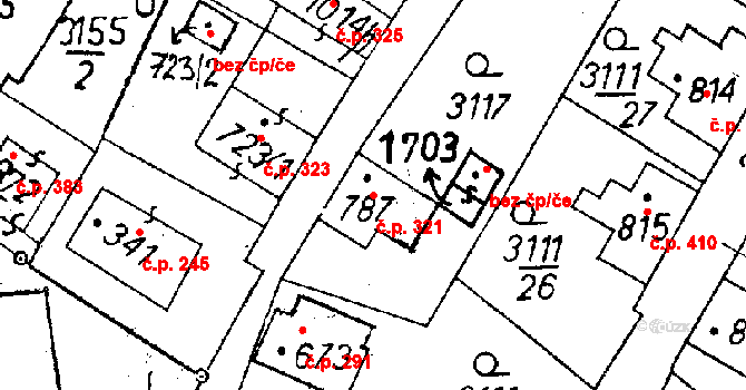 Cvikov II 321, Cvikov na parcele st. 787 v KÚ Cvikov, Katastrální mapa