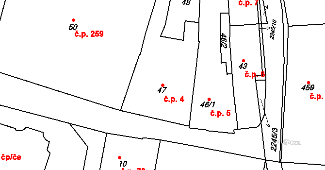 Jilemnice 4 na parcele st. 47 v KÚ Jilemnice, Katastrální mapa